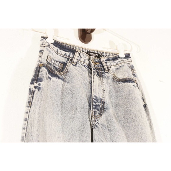 Nasty Gal Collection Acid Wash Ankle Slit Mom Style Denim Jeans US 1 - Picture 8 of 16